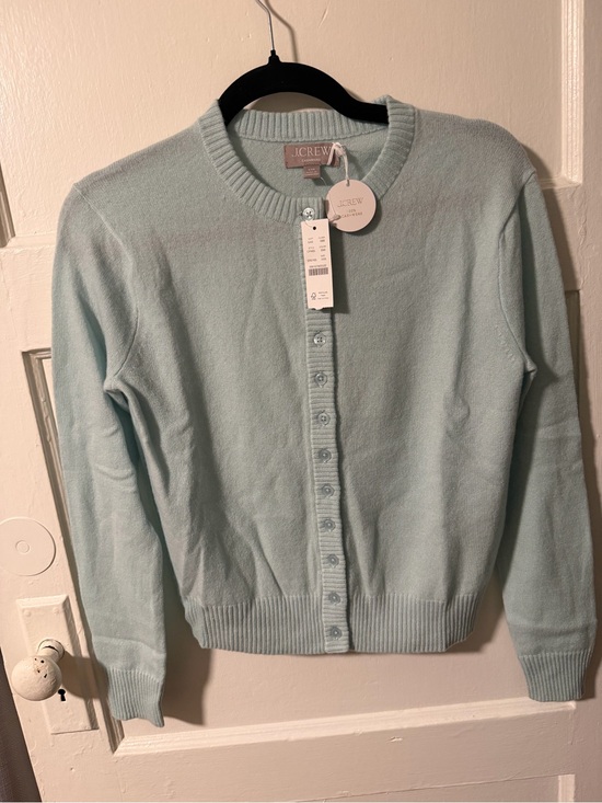 J. Crew Sweaters - NWT J.Crew Perfect Cashmere Cardigan Sky Mint Green Button-Front Crewneck XXS